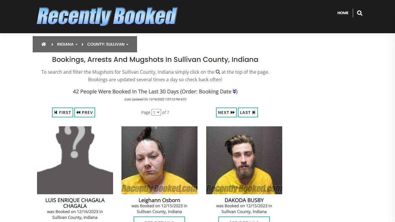 Recent bookings, Arrests, Mugshots in Sullivan County, Indiana