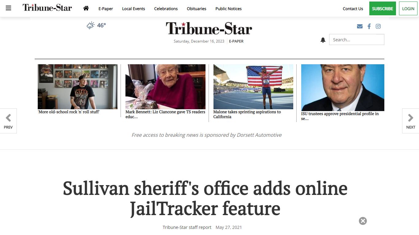 Sullivan sheriff's office adds online JailTracker feature