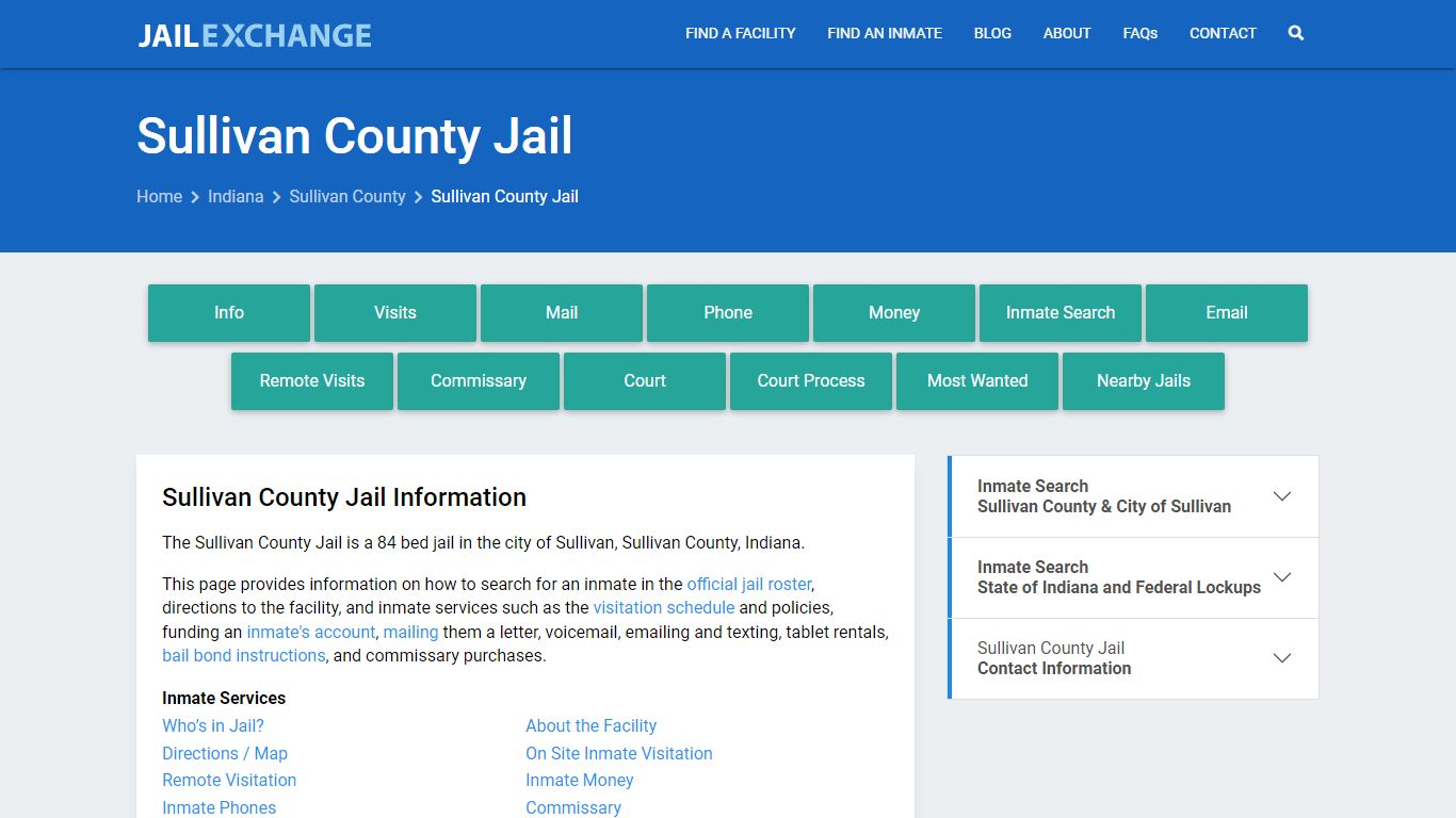 Sullivan County Jail, IN Inmate Search, Information